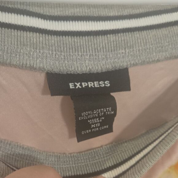 Express Gray and Pink Striped Top - Picture 4 of 6